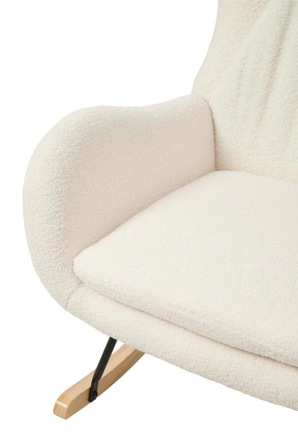 Living and Home White Lambswool Upholstered Rocking Chair