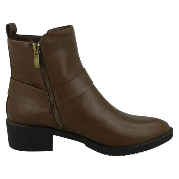 Spot On Ladies Spot On Low Ankle Boots with Ring Trim Strap F51240