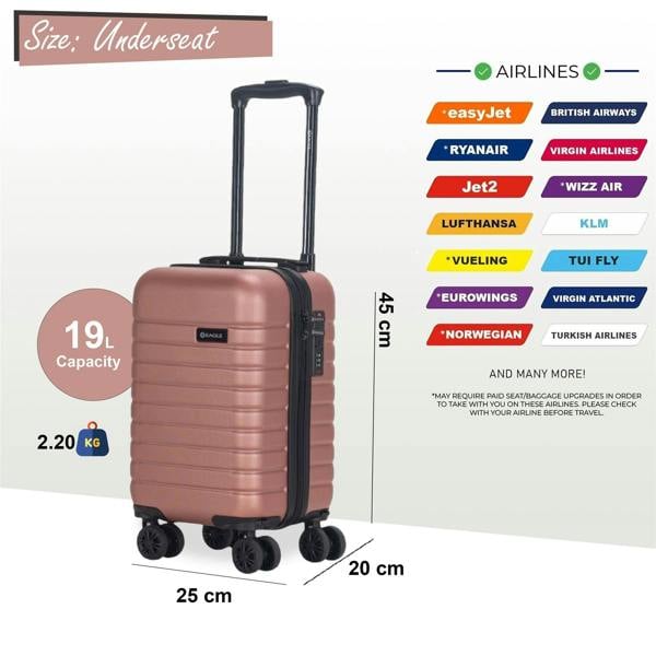 Eagle Luggage ABS Hardshell Underseat Cabin Suitcase 45 x 25 x 20 cm Luggage Suitable for Rynair