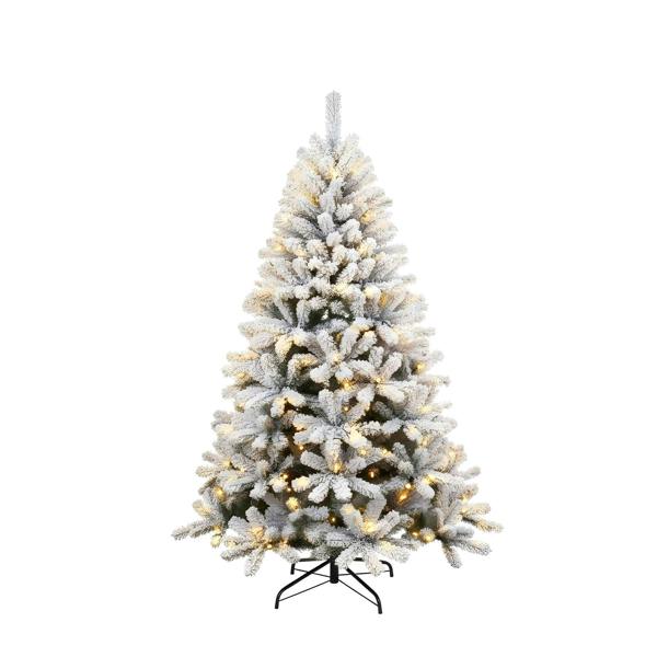 4ft-7ft Pre-Lit Yukon Snow Pine Artificial Christmas Tree with Warm White LEDs and PVC Tips image 1