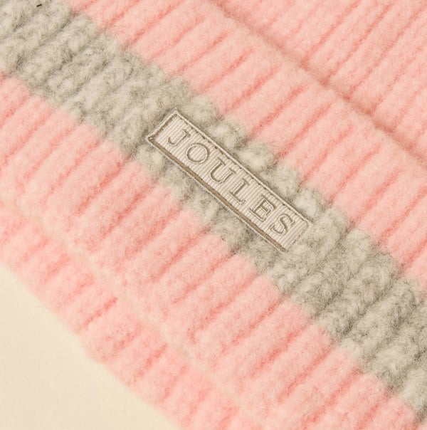Joules POPLEY STRIPE Womens Beanie Pink/Grey