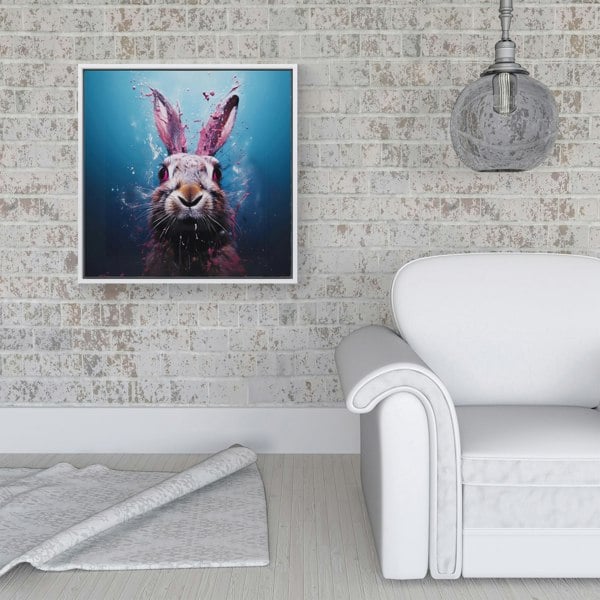 Warren Reed Rabbit Face Splash Art Framed Canvas