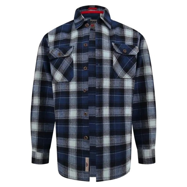 Duke Mens Newman D555 Checked Kingsize Shacket - Navy