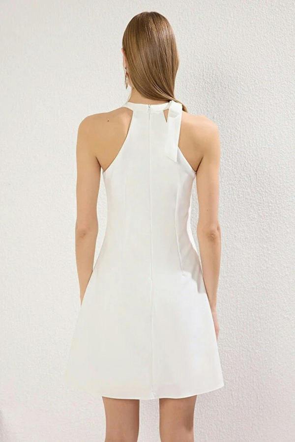 Halter Neck Tie Detail Skater Mini Dress