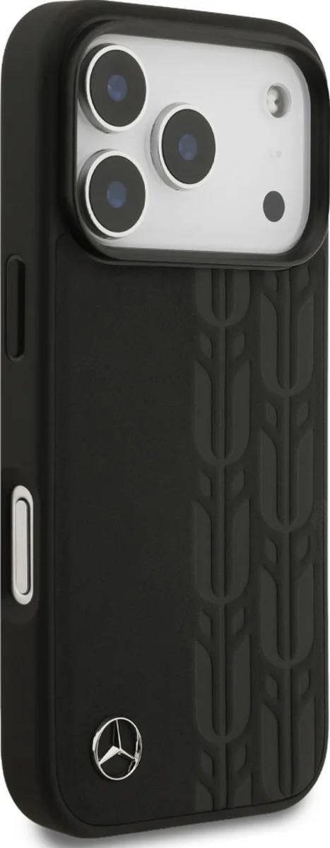 Mercedes Leather Laurel Leaves Case with MagSafe for iPhone 17 Pro 6.3" Black - MEHMP17L25RDSLAK