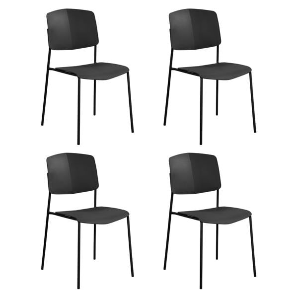 Core Products Set of Four Stackable Academy Black Kitchen Dining Chiars