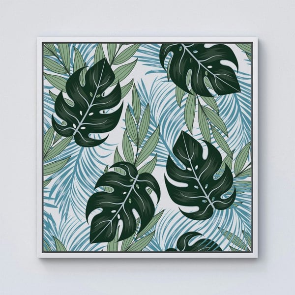 Warren Reed Tropical Pattern And Flowers Framed Canvas