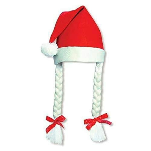 Size Options: 2 Pack or 12 Pack Christmas Santa Hats with Plaits and Ribbon for Festive Parties image 5