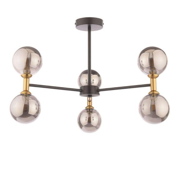 Pagazzi Lighting Loxley 6 Light Black & Gold Semi Flush Ceiling Light