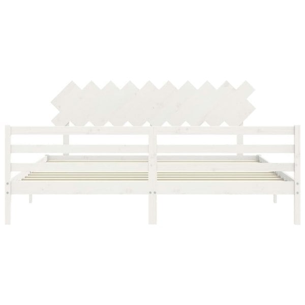 Berkfield Bed Frame with Headboard White 200x200 cm Solid Wood