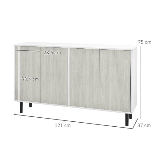 Wyld Haus Sosule White and Grey Sideboard With 4 Doors and 2 Shelves