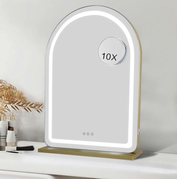 Gold Metal Frame LED Vanity Dressing Tabletop Mirror 70cm - Soho Collection