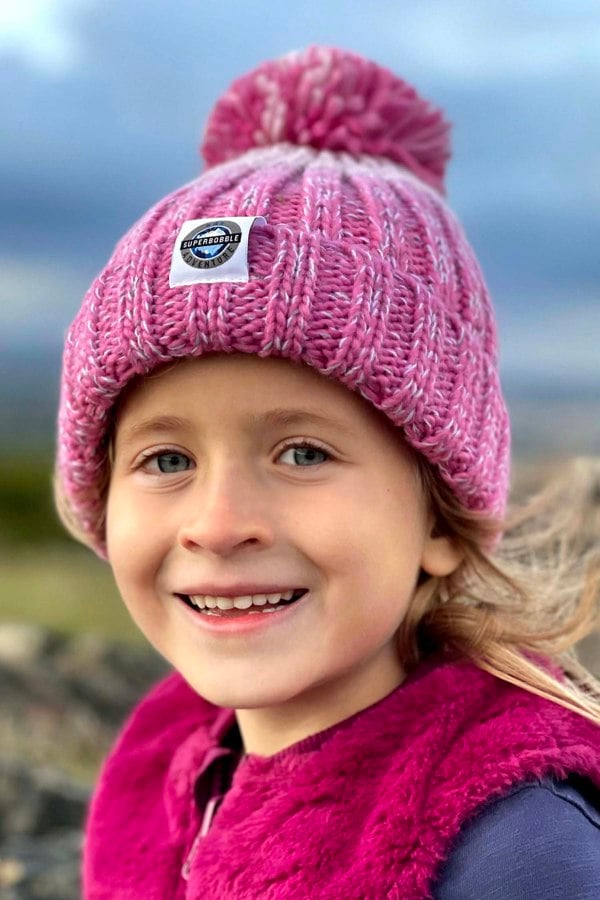 SuperBobble Kids Rose Pink Gradient Rib Knit Hat