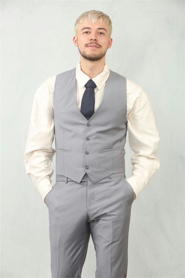 Infinity Leather Men's Grey 3 Piece Formal Classic Prom Suit Workwear