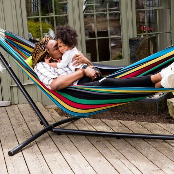 Vivere Double Cotton Hammock with Stand (280cm) - Rio Night