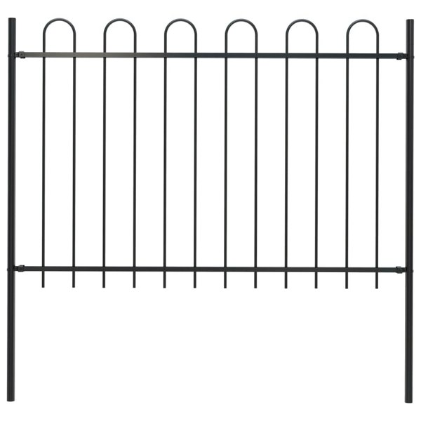 Berkfield Garden Fence with Hoop Top Steel 1.7 m Black