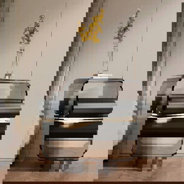 Friesen Rotateble Bedside Table With Storage & Light Strip-Weilai Concept