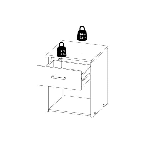 Wyld Haus Munich White Wooden Bedside Table 1 Drawer
