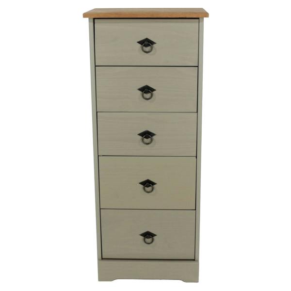 Core Products Corona Grey Modern 5-Drawer Narrow Chest of Drawers