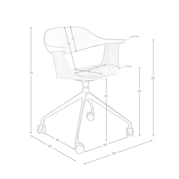 Angel Cerdá Swivel office chair in light grey fabric and black pvc 4130