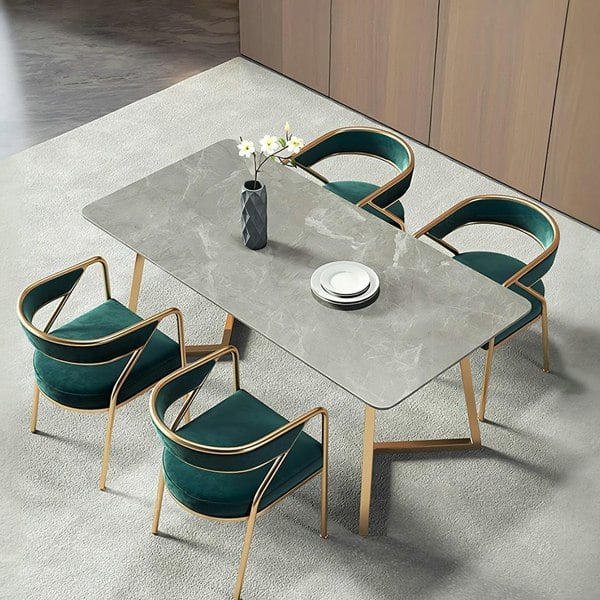 Attleboro Dining Table, Sintered Stone & Gold-Weilai Concept-Weilai Concept