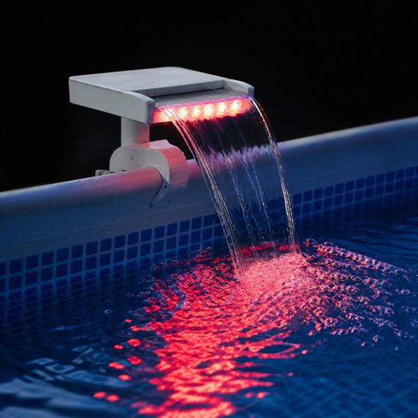 Intex Multi-Color LED Waterfall Cascade for Above Ground Pools – Illuminated Pool Fountain with 7 Color Changing Lights