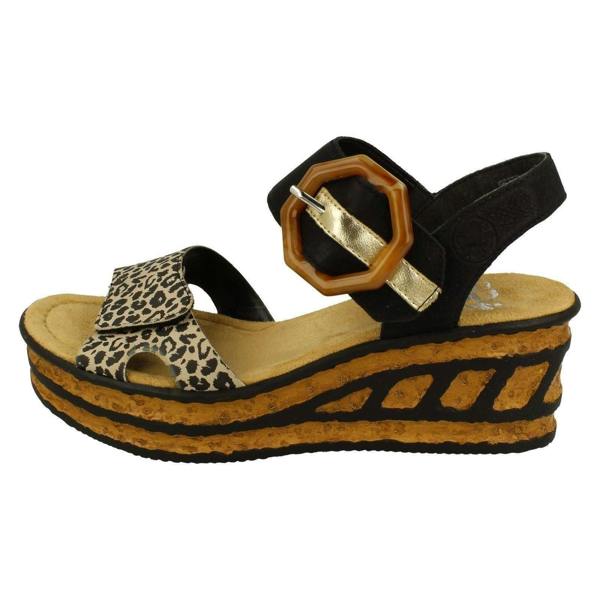 Rieker Ladies Rieker Buckle Detailed Wedge Sandal 68176