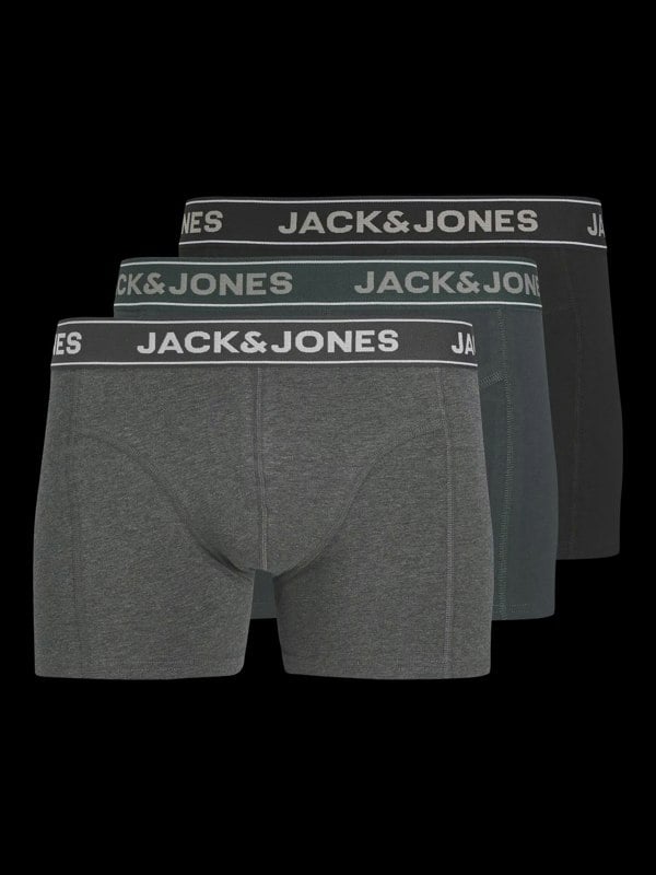 Jack & Jones 3 Pack Boxer Briefs - Dark Grey/ Melange/ Forest River