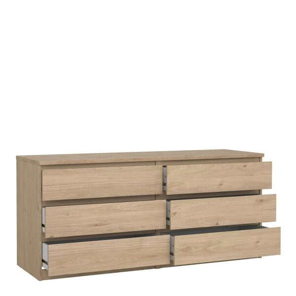 Wyld Haus Budapest Natural Oak Effect Wood Wide Chest 6 Drawers