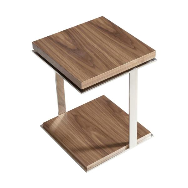 Angel Cerdá Square corner table walnut and chrome-plated steel 2038