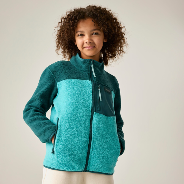 Regatta Kids Frankie Colour Block Fleece Jacket - Mediterranea/Turquoise