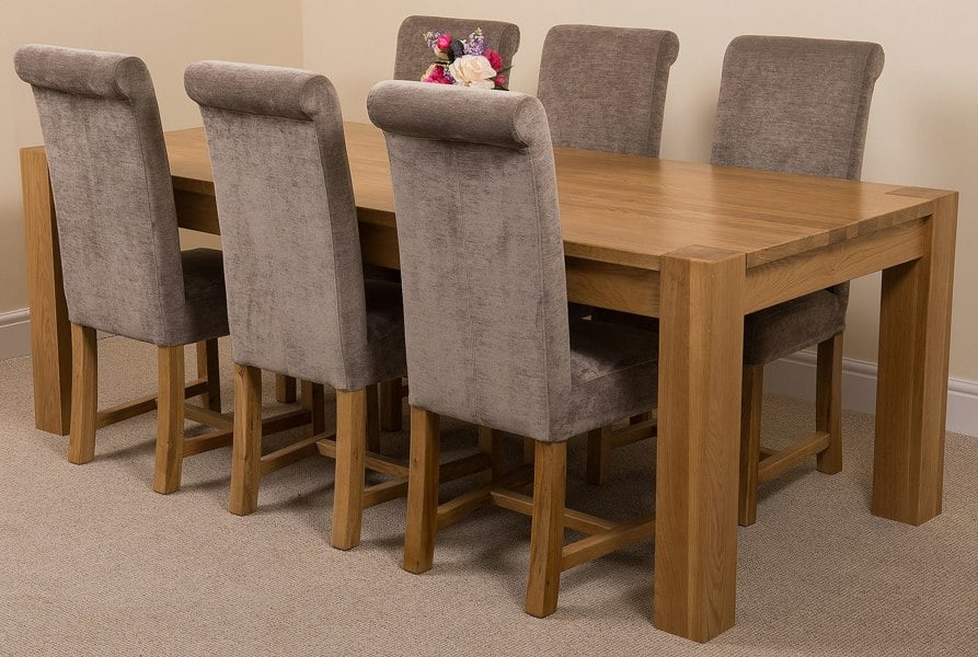 That's Furniture Kuba Extra Large Oak Dining Table with Washington Fabric Chairs