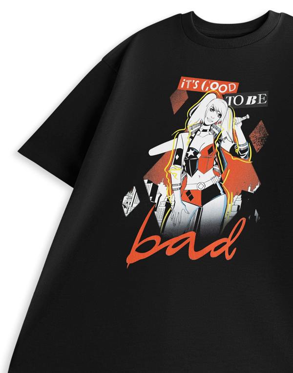 DC Comics Harley Quinn Unisex Black Its Good To Be Bad Short Sleeved T-Shirt
