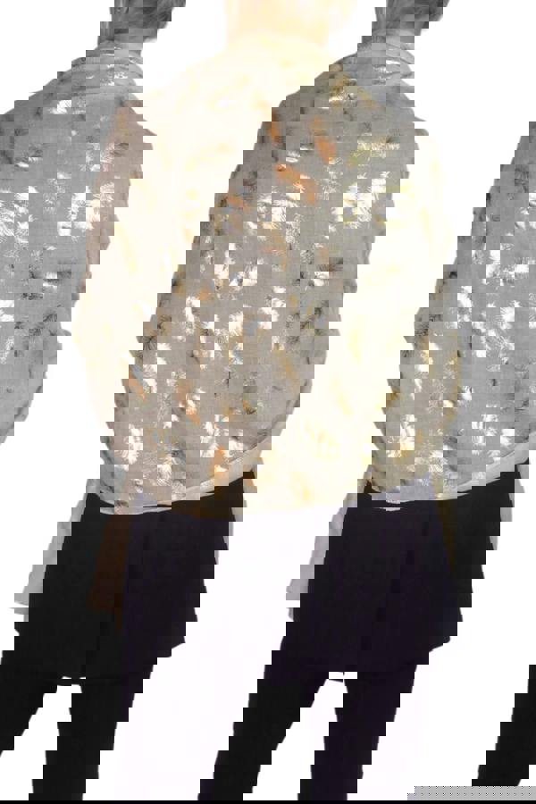 Paulo Due Gold Feather Print Soft Voile Lightweight Oversized Scarf