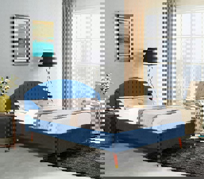 Comfy Living Athens Winged Plush Velvet Fabric Bed Frame - A Luxurious and Sophisticated Statement Piece for Your Bedroom