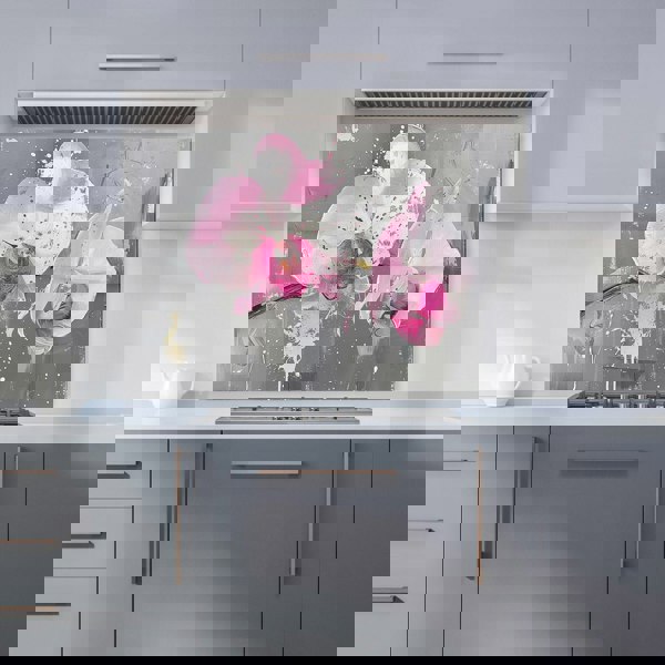 Warren Reed - Designer Pink Orchids Splashart Kitchen Splashback
