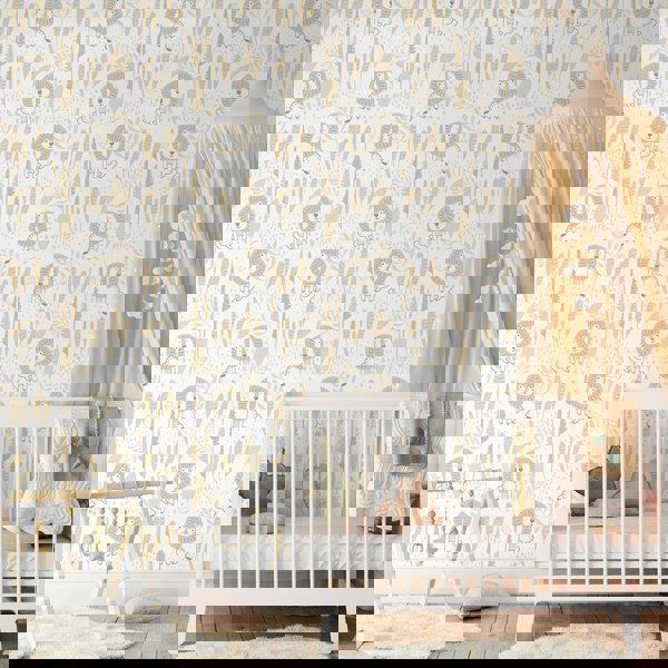 Hoopla Walls Happy Lion - Honey Mallow 10m Wallpaper