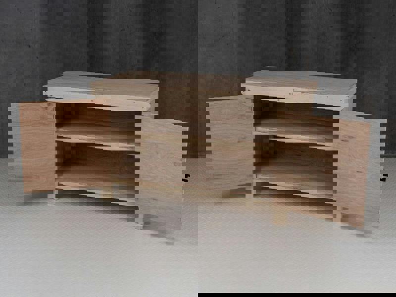 Arbor Garden Solutions Wooden Eucalyptus hardwood top workbench with lockable cupboard (V.9) with double shelf