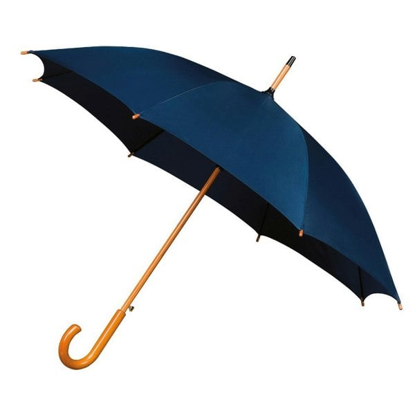 Navy Wood Stick Walking Umbrella Side Canopy