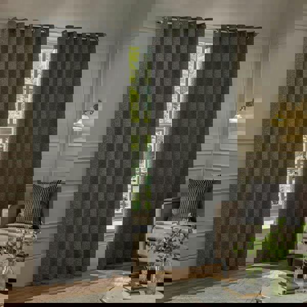 Paoletti New Galaxy Chenille Eyelet Curtains - Charcoal