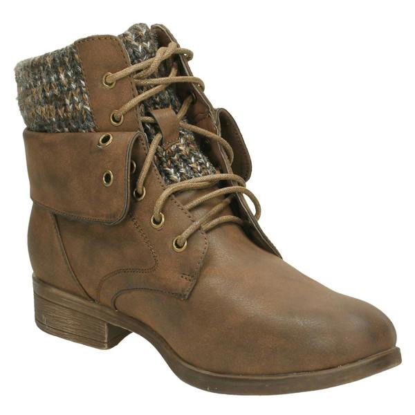 Spot On Ladies Spot On Mid Heel Lace Up Ankle Boots