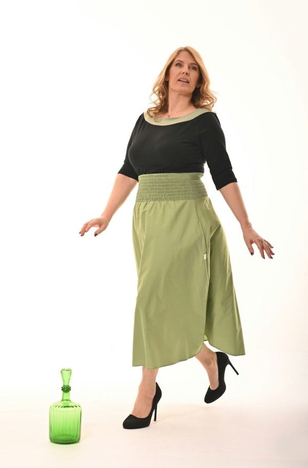 Frock Tales Orchid Midi Skirt With Pockets - Sage