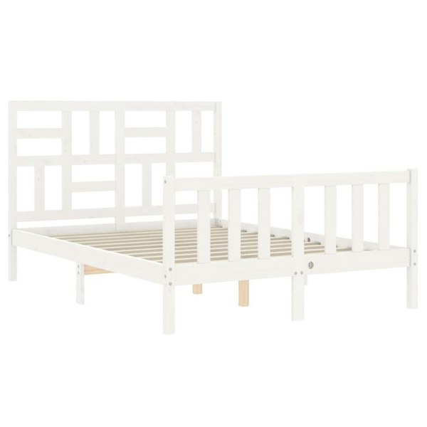 Berkfield Bed Frame with Headboard White 140x190 cm Solid Wood