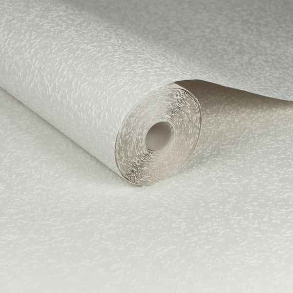 Superfresco Paintable Woodchip Effect Textured Wallpaper - White Durable - 10m