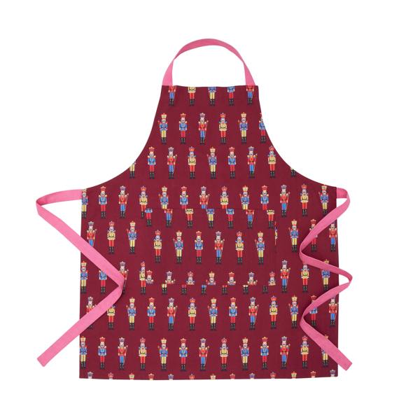 Catherine Lansfield Christmas Nutcracker Cotton Kitchen Adult Apron Plum