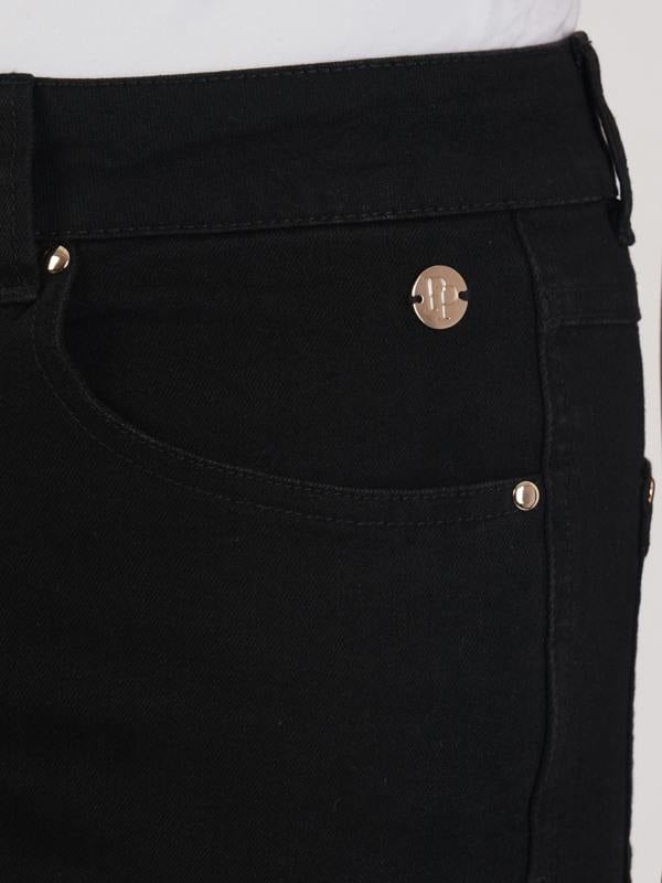 PennyPlain 5 Pocket Wide Leg Denim - Black Wash Short