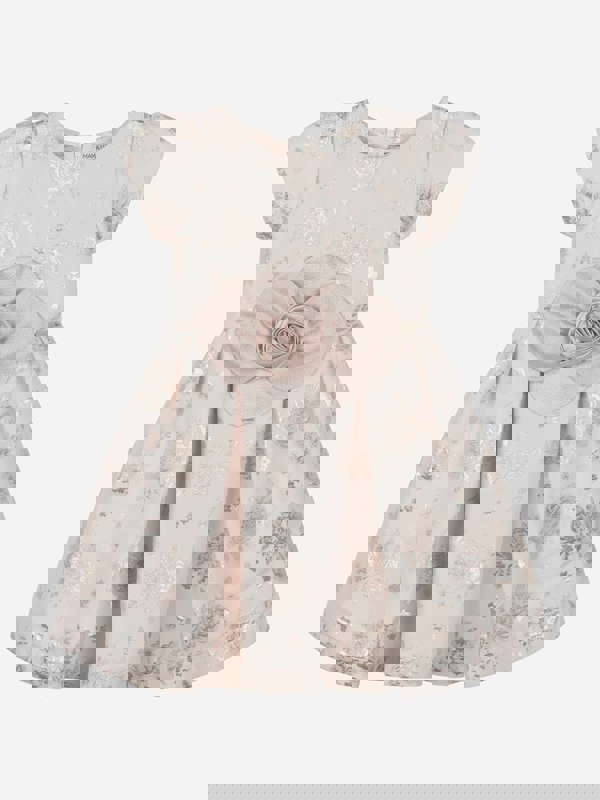 Mama Luma Girls Jacquard Occasion Dress in Gold