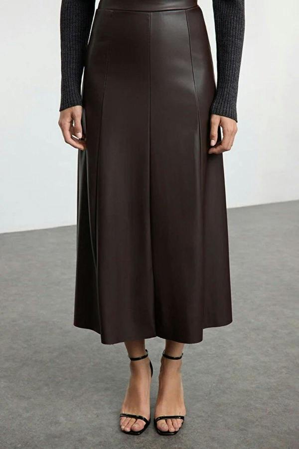 WOVCOR Faux Leather High Waist Maxi Skirt