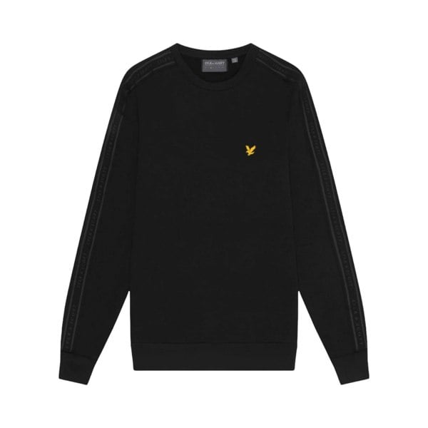 Lyle & Scott Mens Tape Crew Neck Sports Sweatshirt - Jet Black