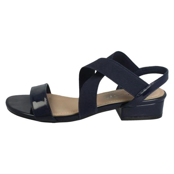 Spot On Ladies Spot On Slip On Cross Strap Low Heel Smart Sandals F12082